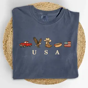 Comfort Colors USA Icons T-shirt – American Flag Tee, 4th of July Graphic Shirt, Country Clothing, Independence Day Outfit