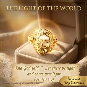OLDT Holy Jesus Face Talisman Ring, 14K Gold/Platinum Plated Openwork Prayer Band, Sacred Christian Worship Jewelry for Believers (Sizes 6-9)