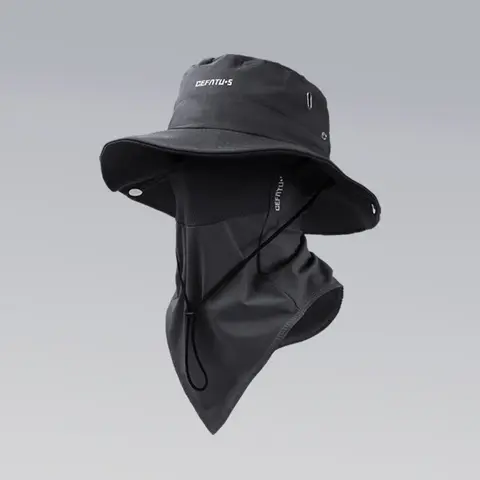 CEFATU.S 2-Piece Outdoor Wide-Brim & Face Mask Set, Foldable Unisex Beach Fishing Cap Set for Hiking Work, Sun Bucket Hat, Breathable Sun Hats, Breathable Fishing Hat