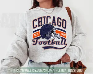[Sale Up To 50%] Chicago Football Vintage Sweatshirt, Retro Chicago Bear Football Sweatshirt , Chicago Bear Fan Gift , Sunday Football, Gift For Fan, Trendy USA Cotton Fabric