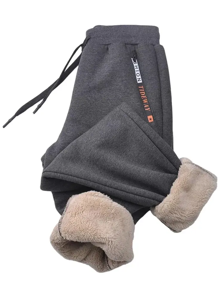 Winter Thick Warm Fleece Sweatpants For Men Joggers With Zip Pockets Drawstring Plus Size 6XL 7XL 8XL