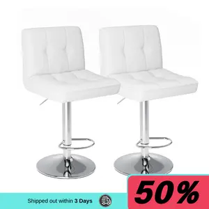 Bar Stools Modern PU Leather Adjustable Swivel Barstools, Armless Hydraulic Kitchen Counter Bar Stool Extra Height Square Island Barstool with Back Set of 2 (Leather, Black) Set of 2 Counter Height Bar Stools Height Adjustable Back PU Leather Swivel Stool