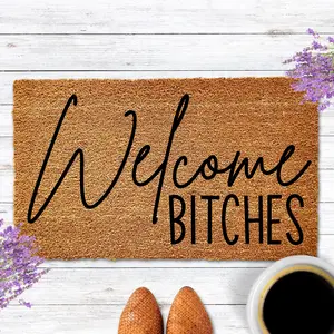 Welcome Bitches Doormat, Funny Door Mat, Personalized Doormat,Custom Welcome Mat, Housewarming Gift, Closing Gift, Door Mat Funny Dorm Decor