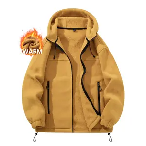 Men's Tactical Fleece Hooded Jacket, Multiple Pockets Design, Casual Military Style Windproof Coat, Winter Warmth Essential, Outdoor Hiking Camping Use