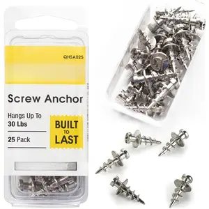 Double-Headed Wall Screw Anchors Picture Hooks - Heavy Duty Bear Claw Hanger Screws Holds Upto 30 Lbs. - Drywall Screw/Anchor for D-Rings/Wire/Keyholes - Hang Pictures/Mirrors and More (25 Pack)