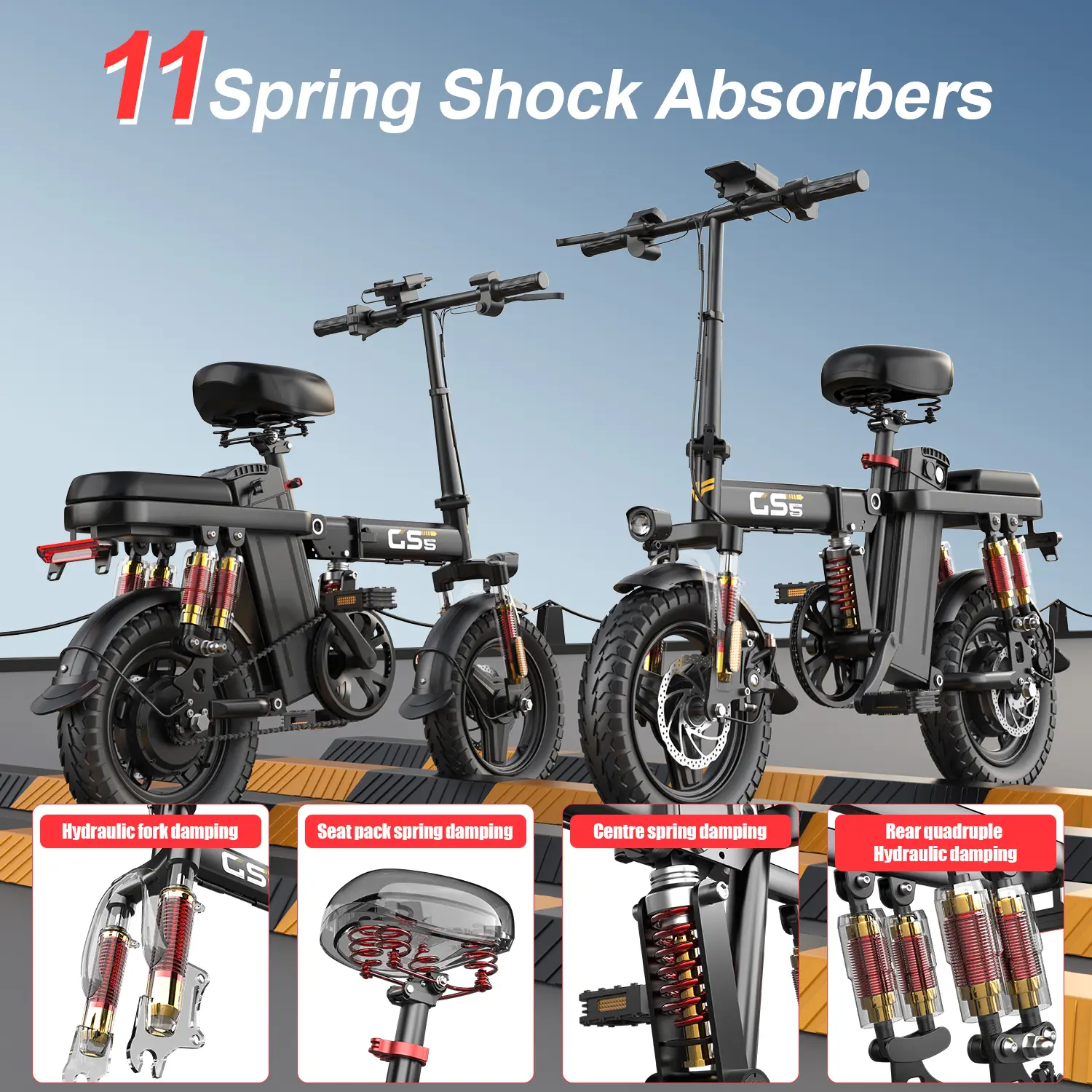 GS5]Powerful 20MPH Folding E-Bike with 11 shock absorption systems  display picture 1