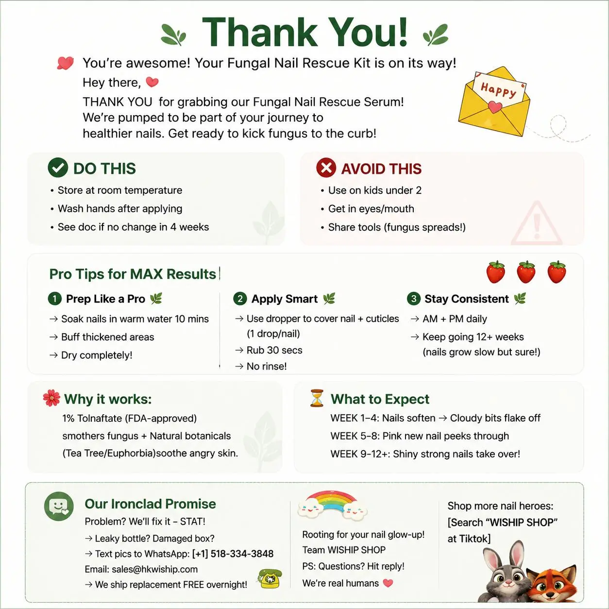 3-Nail Care Product Thank You Card, Beauty Care Package Insert Card, Customer Review Reminder Card