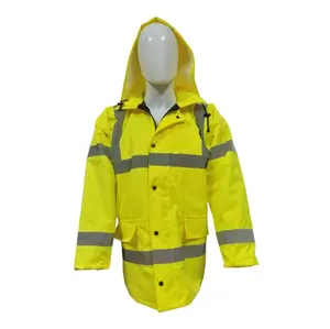 Lime Class 3 Rain Jacket Rolled out Hood