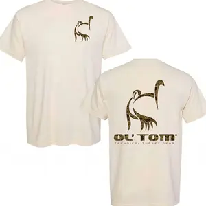 Camo Turkey Hunting T Shirt | Small Front Chest Logo With Large Back Graphic Design | Outdoor Field Season Camp Wear Tee | Gift For Turkey Hunter Dad Unisex Casual Graphic T Shirt