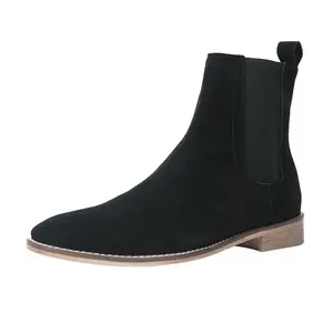 Men's Suede Chelsea Boots - Casual Dress Ankle Boots Black Grey