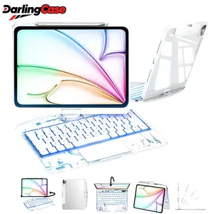 DarlingCase Keyboard Case for iPad A16 10th Gen iPad Air 11 13 inch 2025 2024 360 Rotating Multi-Function Keyboard Case with RGB Backlit Keyboard and Pencil Holder for iPad Pro 11 12.9 Air 5th 4th Generation