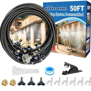 Pre-Assembled Misters for Outside Patio,Outdoor Water Misting Cooling System,50FT|15M.Backyard Mist Kit for Garden,Greenhouse,Deck,Umbrella
