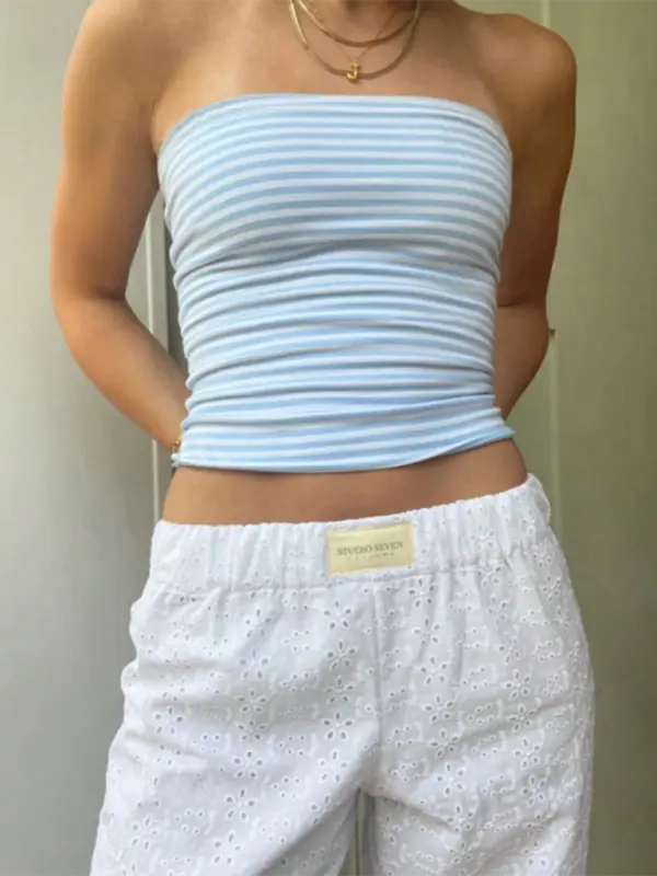 Striped off-shoulder tube top