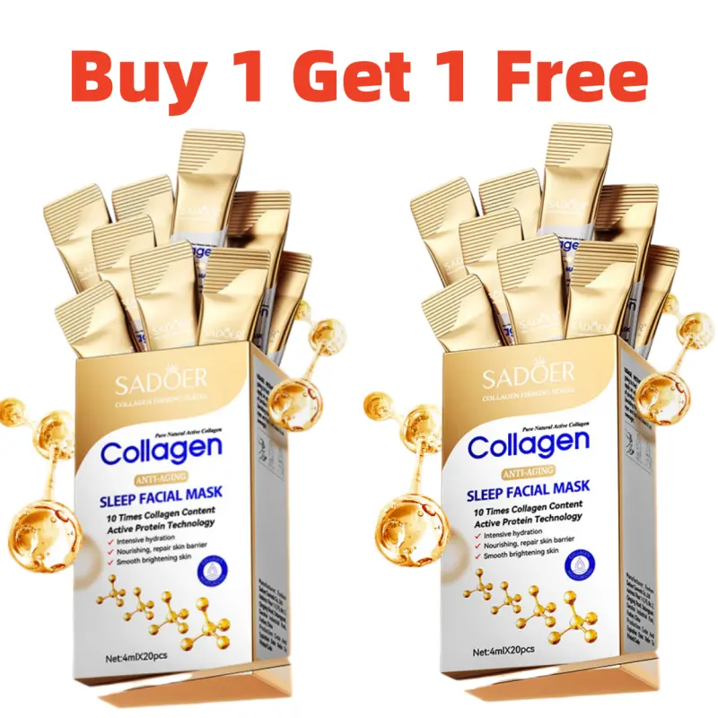 【Buy 1 Get 1 Free】20-Pack Collagen Face Mask, Beauty Skincare Moisturizer, Hydrating, Tightening, Smoothing, Gentle, Non-Irritating Light Beige Formula, Portable Travel Pack, Suitable for All Skin Types, Boosts Glowing Complexion & Hydration, Lightweight