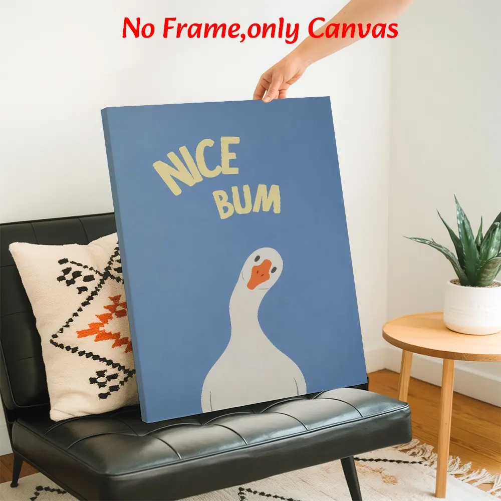 Minimalist Framed Wall Arts Duck Posters Cute Goose Canvas Prints Artwork For Walls Animal Wall Decor Art Wall Decoration Canvas Art Print For Living Room Bedroom Office Gift Ready To Hang