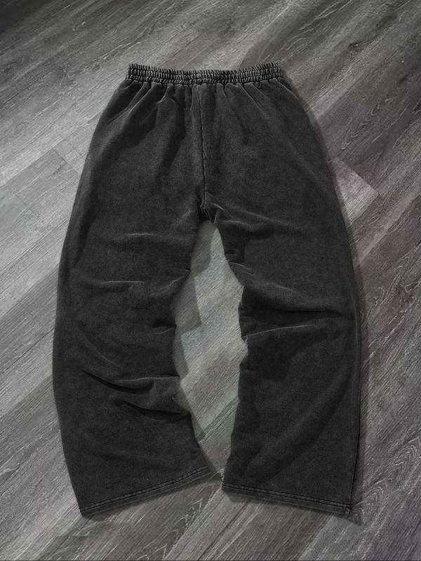 Comfortable Cotton Fabric, Thorn Print Casual Pants, New Autumn Winter Straight Leg Men's Pants, Sports Wide-Leg Sweatpants