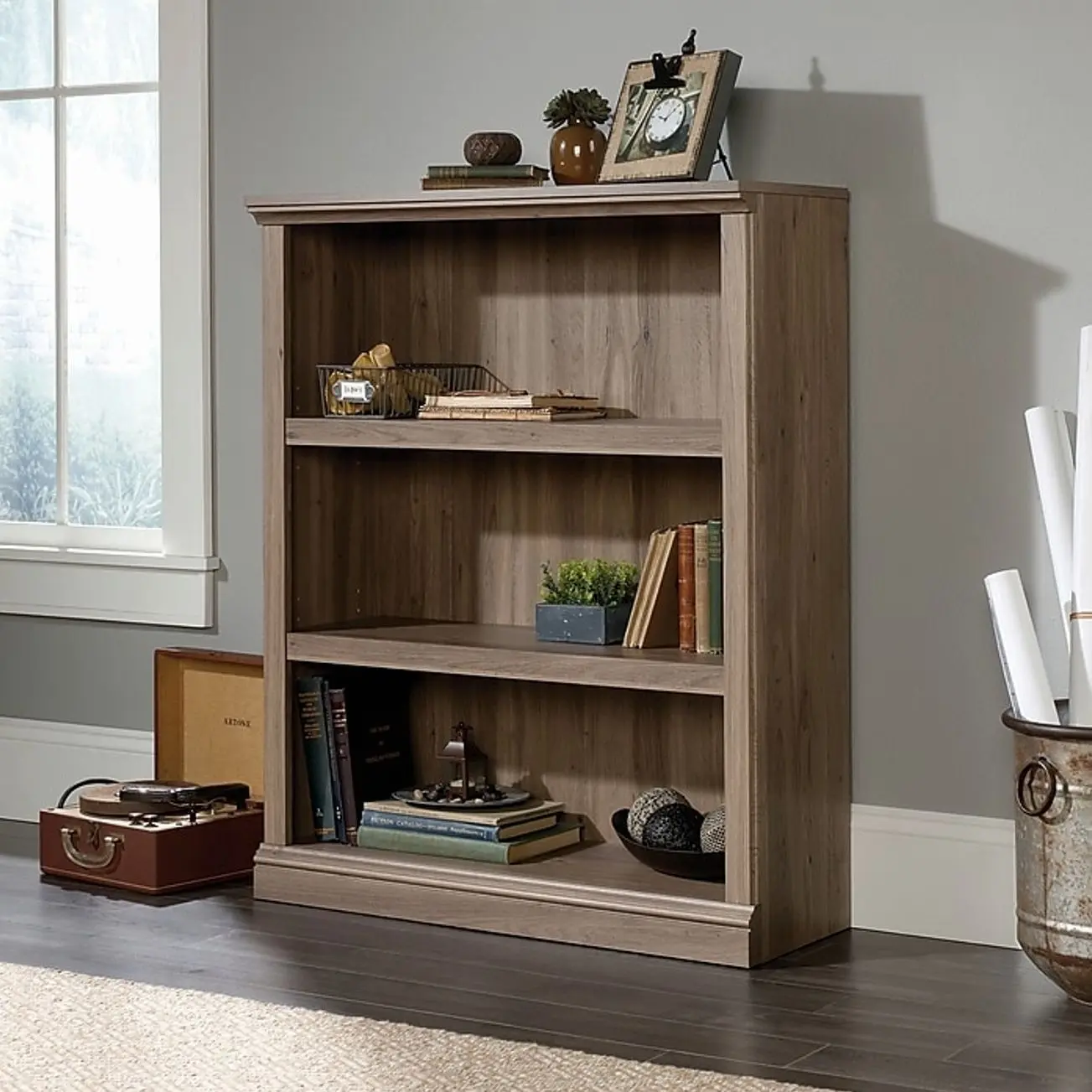 Sauder Select 44"H 3-Shelf Bookcase, Salt Oak (420176)