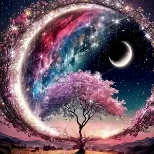 Cherry Blossom Tree Pattern DIY Diamond Arts Colorful Painting Kit without Frame, DIY 5D Diamond Arts Colorful Painting Kit, Wall Art Decor for Home, Enchanting