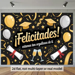 Graduation & Graduación Backdrop – Spanish Elegant Theme Tapestry, Wall Hanging, Photography Background, Polyester HD Print, Party, Wedding, Birthday, Event Decor