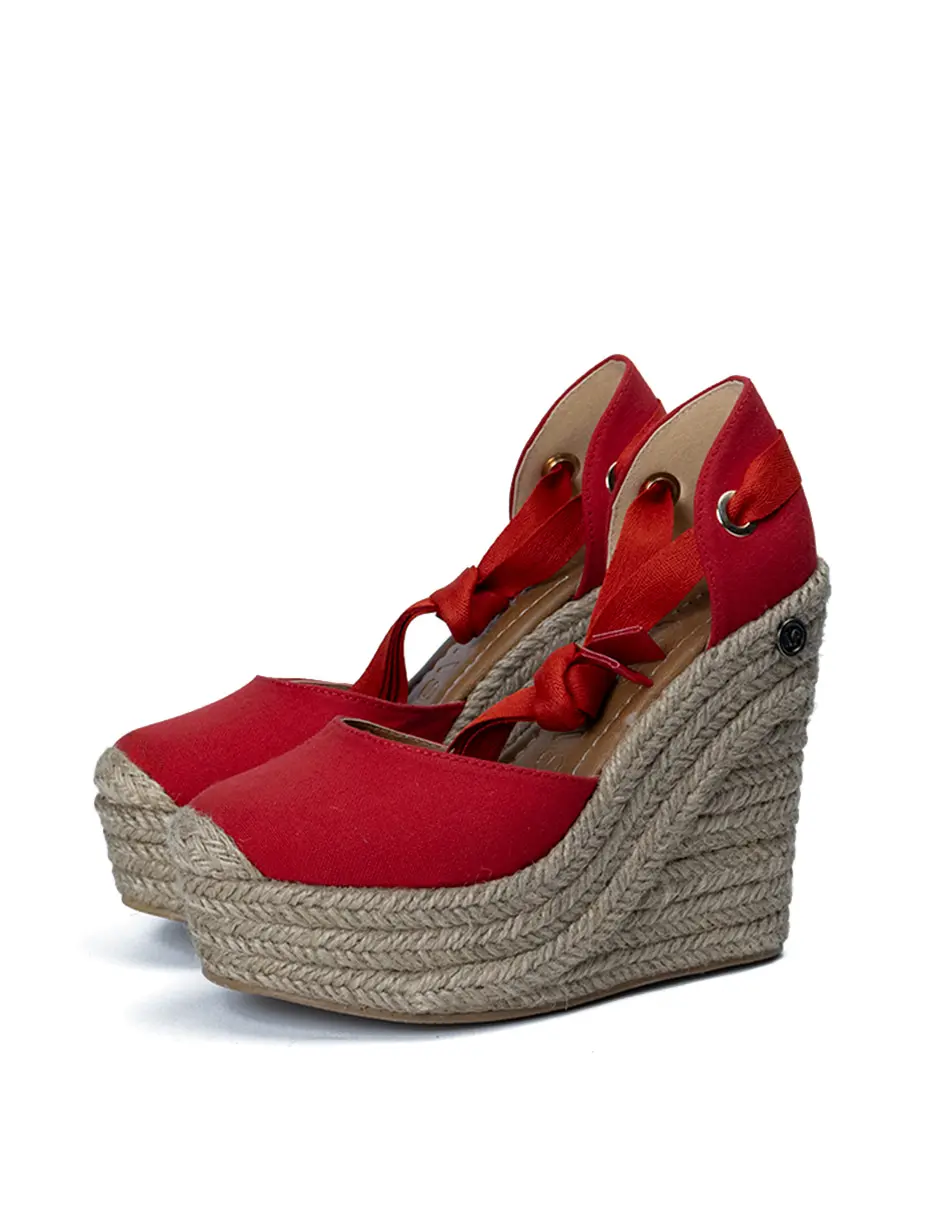 Women's Elegant Stylish Linen Platform Wedge Footwear - Closed Toe, Side Lace-Up, Comfortable Lightweight High Heels for Fashion Wear