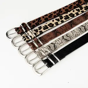 Four-season Y2K pin buckle snake print belt, spicy girl leopard print subculture millennium accessory, simple punk leather belt for women