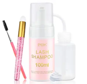 EMEDA Lash Shampoo Kit - 3.38 fl.oz / 100ml Gentle Foam Lash Cleanser, Oil-Free Cleaning for Wash Extension/Natural Eyelash Bath with Rinse Bottle Lash Brush