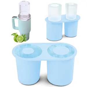 Tumbler Ice Mode Compatible with Stanley Ice Mold Silicone Ice Cube Tray with Lid for Freezer 30-40oz Large Ice Cube Molds Cylinder Ice Cube Mold Reusable Ice Cubes for Coffee Whiskey Drinks