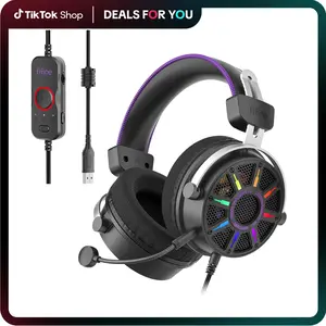 FIFINE H19 Open Back USB Gaming Headset, 7.1 Virtual Surround Sound, 53mm Dynamic Drivers, RGB Headphone with Handy Control Box, Detachable Boom Mic, for PC, PS5, PS4, Laptop, Mac