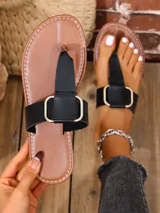 New Toe-Thong Beach Sandals, Casual Vacation Style, Comfortable Sole, Perfect for Summer Travel & Beach Vacations, Fashionable & Versatile