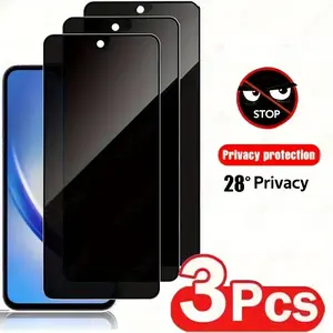3 Pcs Privacy Protection Screen Protector Compatible With Samsung Galaxy A56 A55 A54 A26 A16 A06 A53 A73 A15 A35 A36 A14 A34 A13 A52S A12, Anti Fingerprint, Shatterproof Sensitive Touch Quick Installation