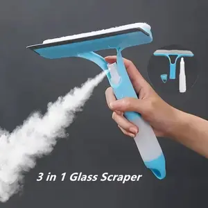3-In-1 Multi-Purpose Glass Cleaning Tool Set with Squeegee, Scraper & Spray Bottle, Handheld Design for Windows Mirrors Home Use, Window Cleaning Kit, Squeegee Scrubber