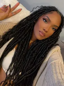 36 Inch Black Long Locs Braids Full Lace Wigs for Women, Box Braided Wigs, Natural Looking Gorgeous Fluffy Wigs with Baby Hair, Synthetic Braided Lace Wigs for Party Photography, Daily Use