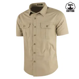 Men's Oxford Shirt 100% cotton Solid Casual Button Down Collar Shirts Long Sleeve Dress Shirts with Pocket Short-sleeved shirt