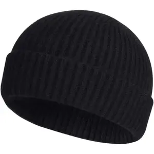 Swag Wool Knit Cuff Short Fisherman Beanie for Men Women, Winter Warm Hats