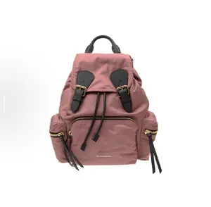 Pre-owned BURBERRY · Shoulder Bags Leather Pink Canvas Mixed Leather Gold Tag Backpack 16