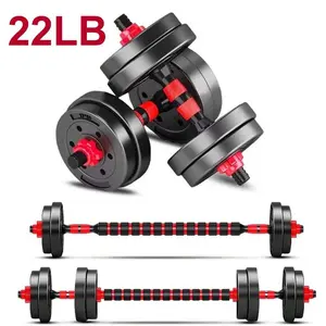 22lbs Free Weight Set with Connector Adjustable Weights Dumbbells Set for Home Gym Men & Women Fitness Exercises Black Iron Anti-Slip Ergonomic Grip