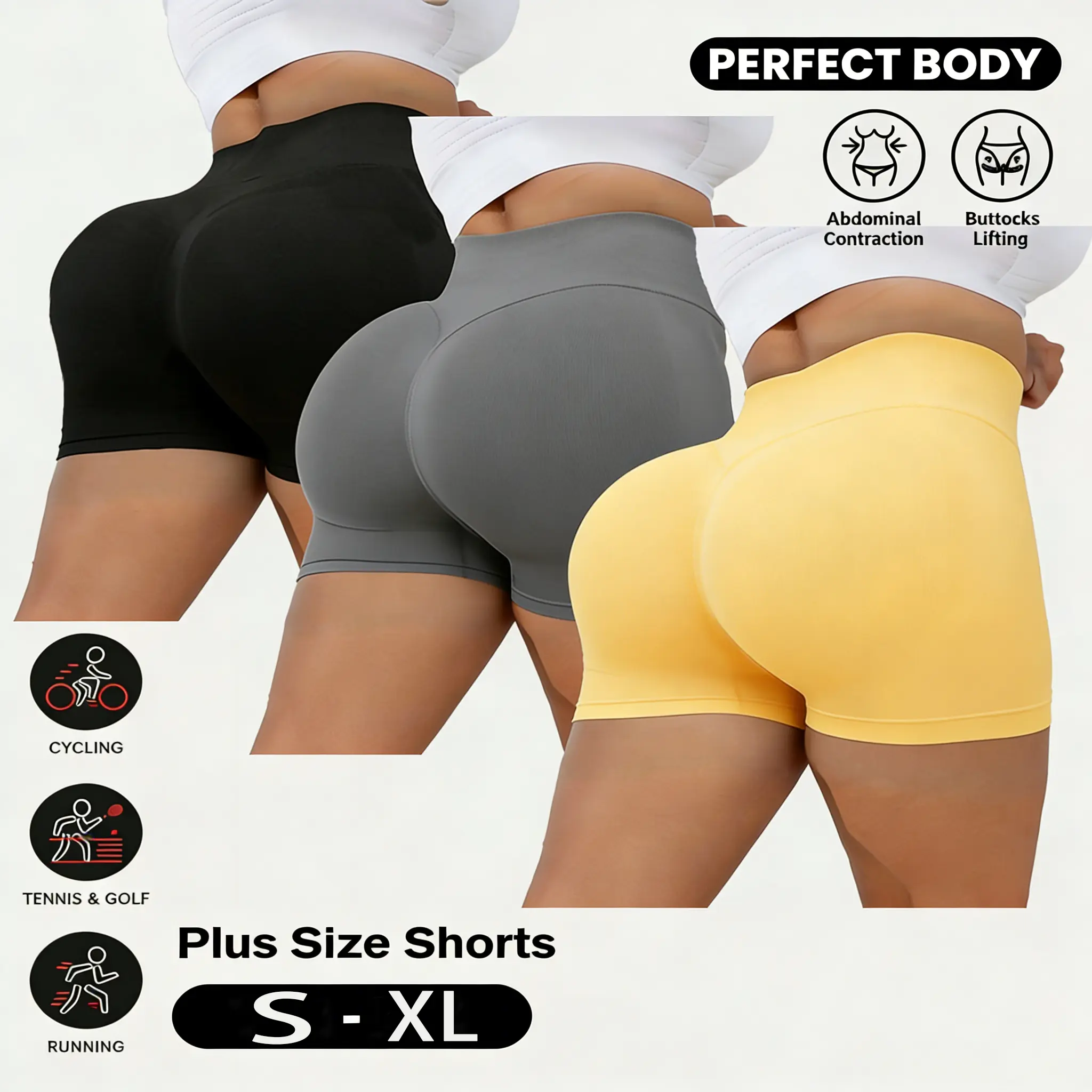 5-Pieces High Waist Tummy Control Side-Ribbed Butt-Lifting Seamless Shorts, Lightweighted Summer Shorts, Stretchy Womenswear Bottom Peachy Shorts. high waist yoga short,summer yoga short.#summer vibes