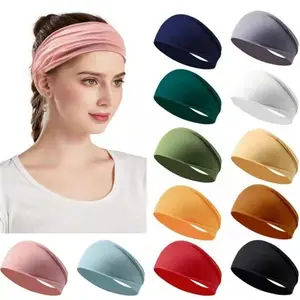Summer new sports headscarf fitness yoga sweat-absorbing headband women running gradual change wide edge ice silk headband