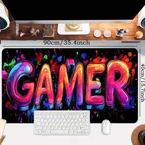 UV Reactive Game Letter Pattern Mouse Pad, Washable Non-slip Rubber Mouse Pad, Large Gaming E-sports Computer Thickened Fluorescent Mouse Pad, Gaming Mousepad, Desktop Accessory