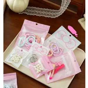 50/60pcs Cartoon Storage Pouches, DIY Bead Accessories Materials, Necklace Jewelry Packaging Bags, Phone Case Sealed Self-Sealing Bags