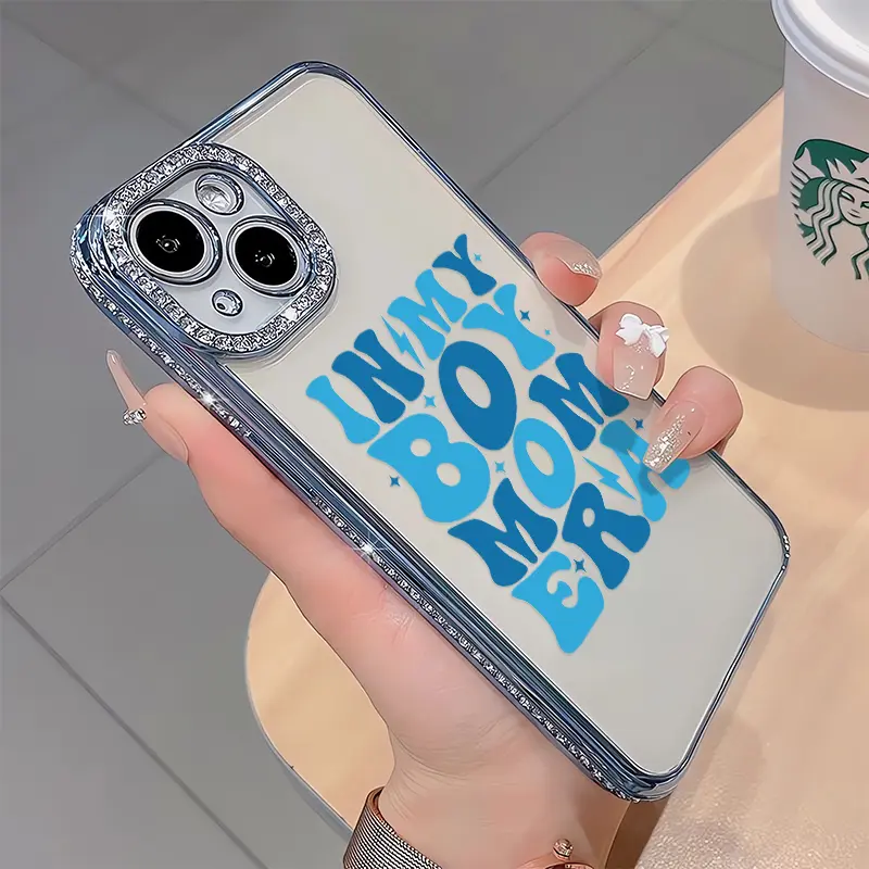 BOY MOM ERA luxury rhinestone decor phone case for iPhone 17 17Air 17Pro 17Promax 16 15 14 13 12 11 plus pro Max shockproof camera protector cover