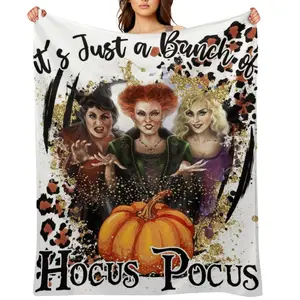 Hocus Pocus Flannel Blanket - Lightweight, Soft And Comfortable Gift Blanket, Suitable For Boys, Girls And Adults, Modern And Rural Decoration, Home Room Decoration, Suitable For All SeasonsD910-573