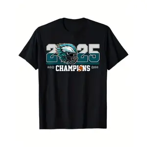 Men's Retro Philadelphia Champions Graphic T-Shirt - Black 100% Cotton Crew Neck Short Sleeve Tee with High-Stretch, Bold Teal & White Lettering & Football Helmet Design, All-Season Casual Wear for Sports Fans