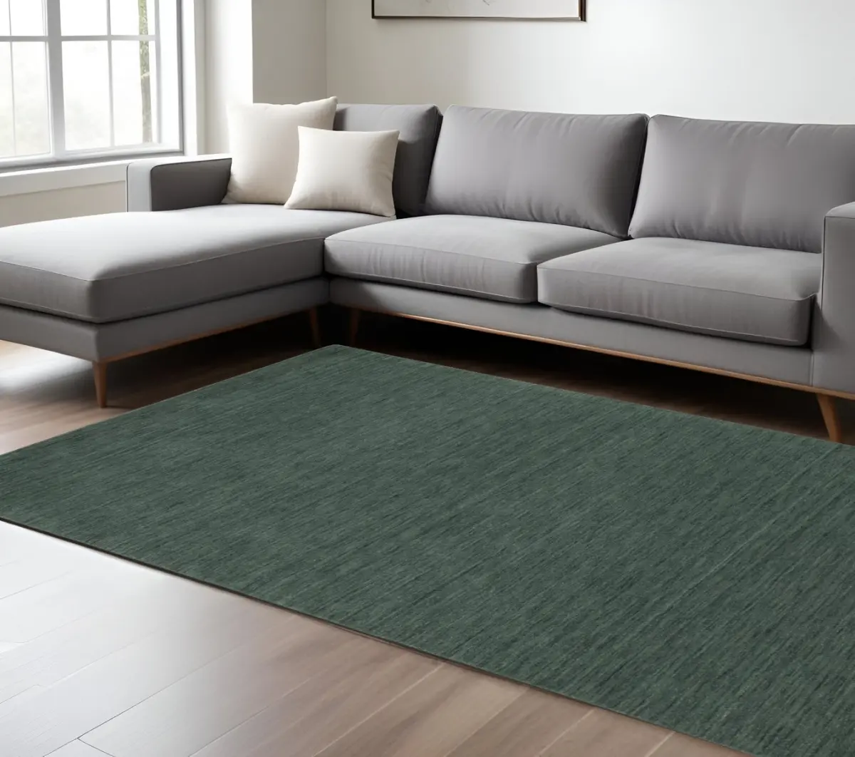High Quality Durable Loop Floor Rug - 10x13 ft. Handmade Wool Fiber 360 Stand Tufted Casual Teal & Blue Rectangle Indoor Area Rug for Living Rooms, High Quality Area Rugs