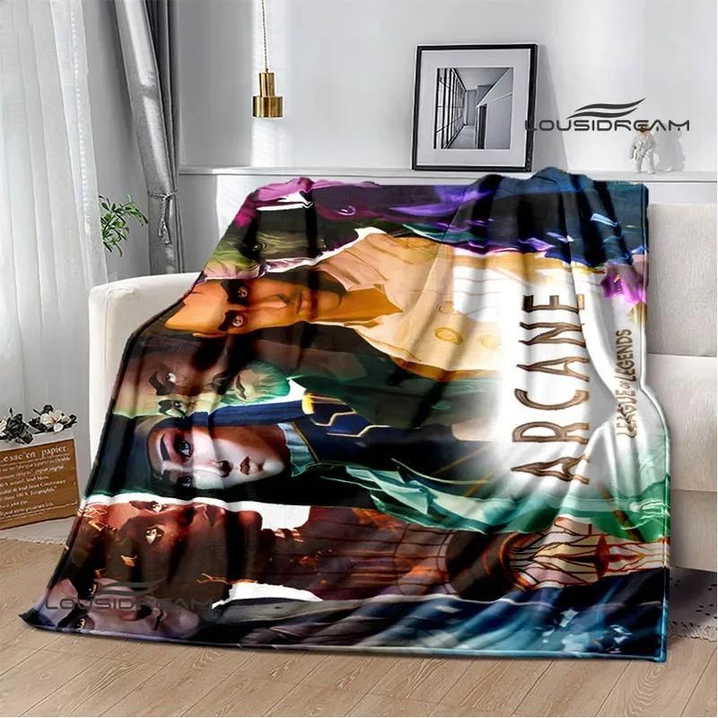 Hot Anime Arcane HD Blanket Cool Jinx Throw Blanket for Home Bedroom Bed Sofa Travel Office Warm Blanket for Winter