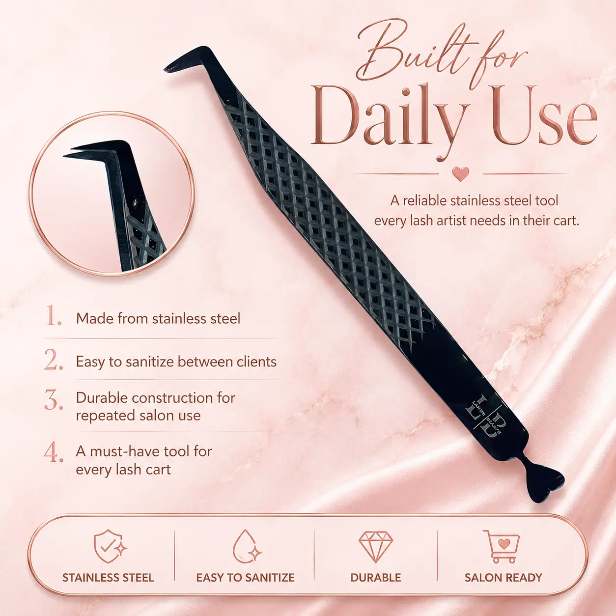 90 Stainless Steel Bootie Tweezer, Smooth-Lightweight Industrial Hand Tool for Salon Use