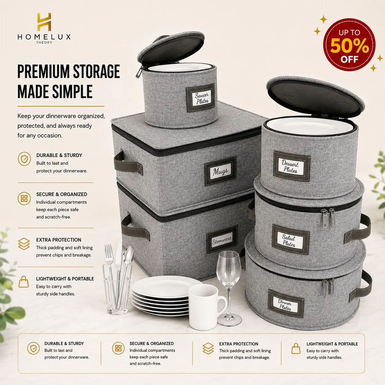 Dish Storage Containers Set – 6PC Hard Shell Plate, Mug & Wine Glass Storage Boxes with Lids, Heavy Duty Dinnerware Storage for Kitchen & Moving Protect Your Dinnerware with Durable China Storage  | Homelux Theory sohochic sohochic sohochic sohochic sohoc