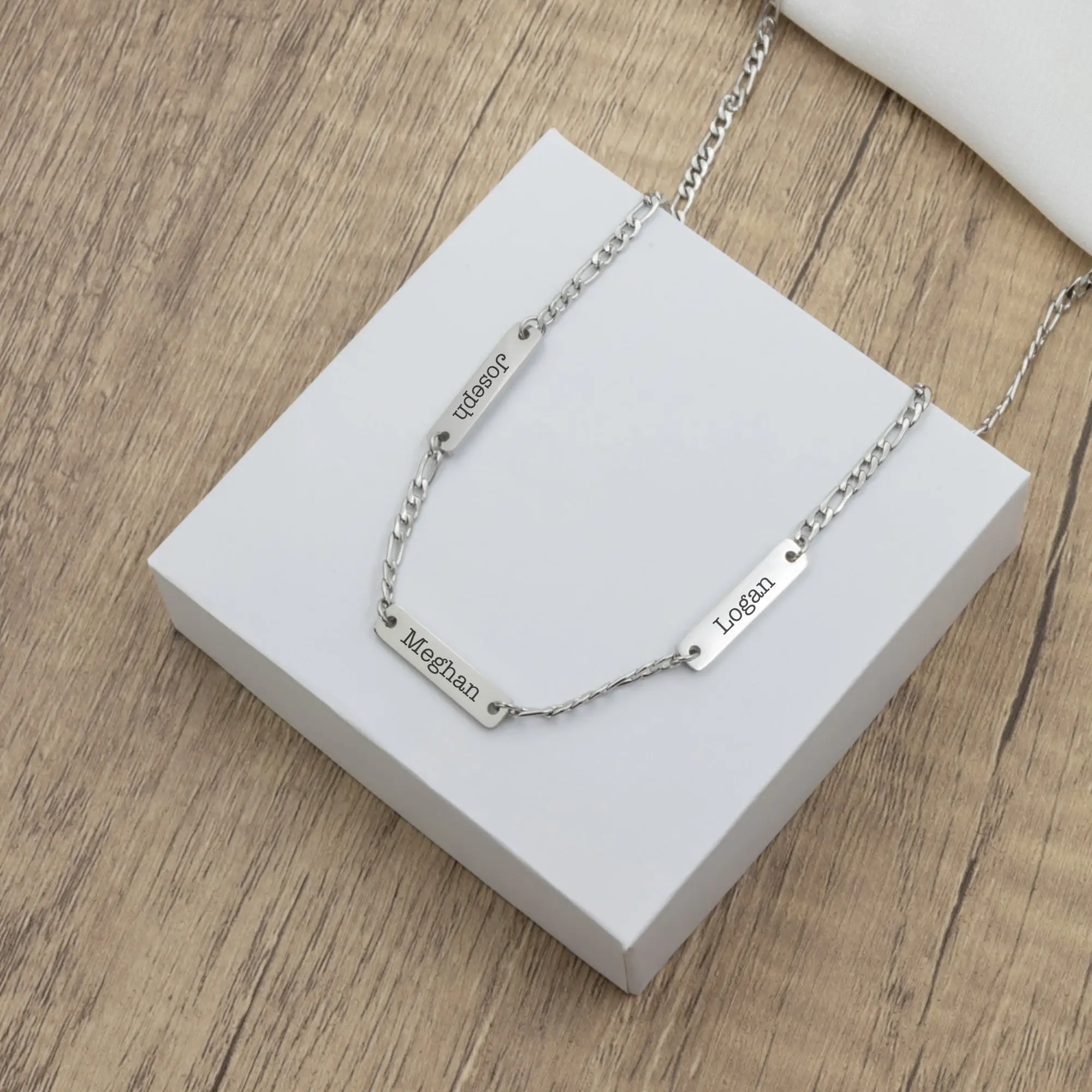 Personalized necklace for men engraved, stainless steel waterproof necklace, custom kids names necklace for dad, fathers day gift, Christmas
