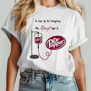 My Blood Type is Soda T-Shirt , Funny Graphic Tee for Women , Cola Lover Shirt , Casual Cute Gift for Her , Soft Cotton Top
