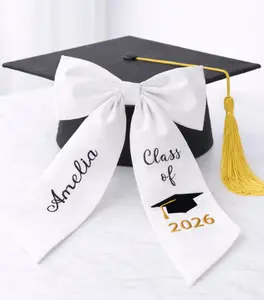 Personalized Graduation Bow – Custom Embroidered Name Bow, Class of 2026 Graduation Hair Accessory